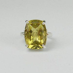 Lemon Citrine Cocktail Ring Cushion Cut 8.95 Carat